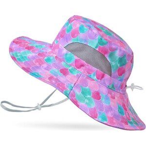 Kids Sun Hat for Girls Mesh‎ Bucket Hat Toddler UV Protection Beach Summer Hat